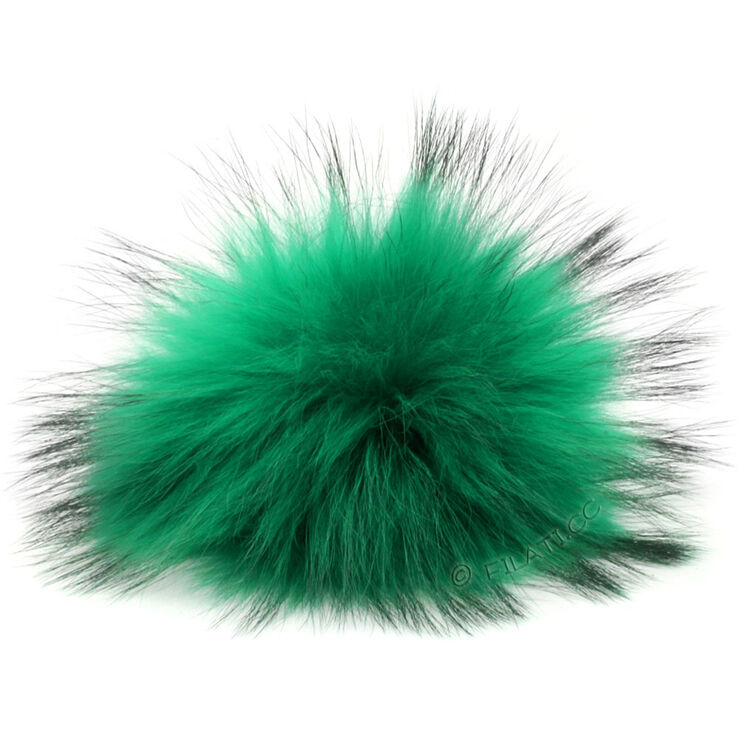 Lana Grossa POMPON DE PIEL Finnraccoon | 108-esmeralda/negro
