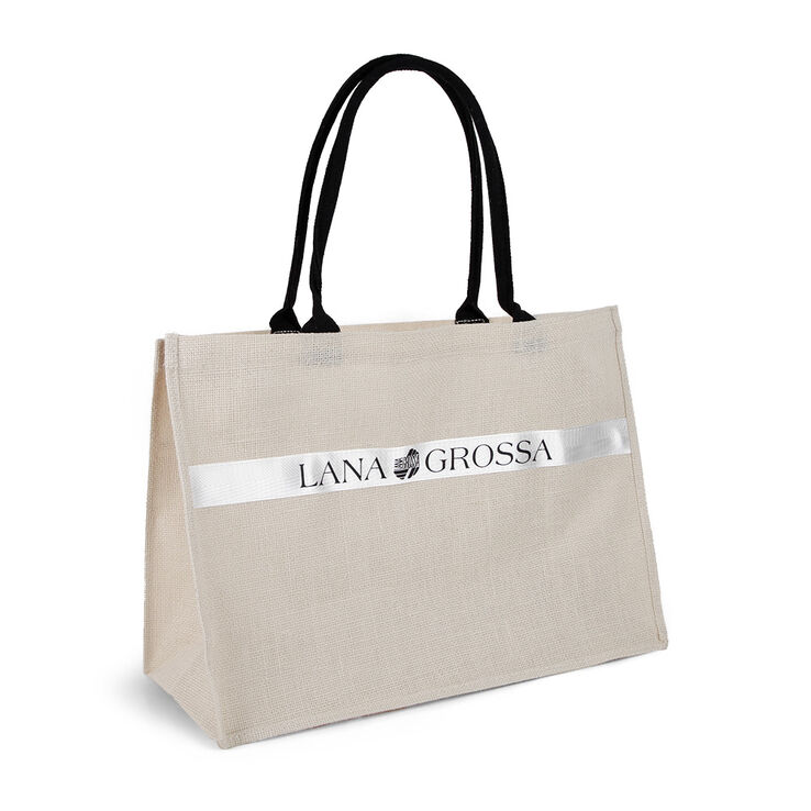 Lana Grossa Bolsa de compras de lino | 01-beige