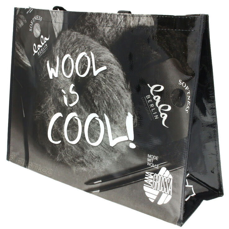 Lana Grossa Bolso de compras WOOL IS COOL S/W | 01-negro/blanco/gris