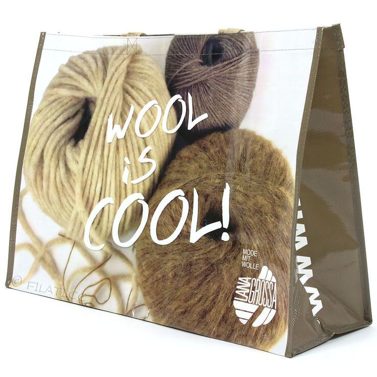 Lana Grossa Bolso de compras WOOL IS COOL 17 | 01-beige/marrón/naturaleza