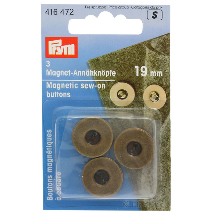 Prym Botones magnéticos para coser 19mm | 472-latón antiguo