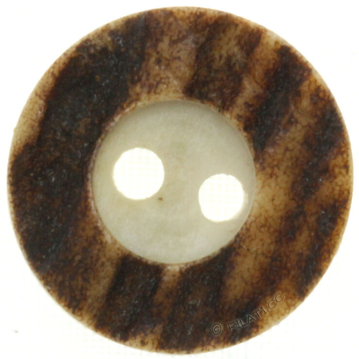 Union Knopf Botón cuerno de ciervo 2 agujeros 16mm | 22-marrón oscuro