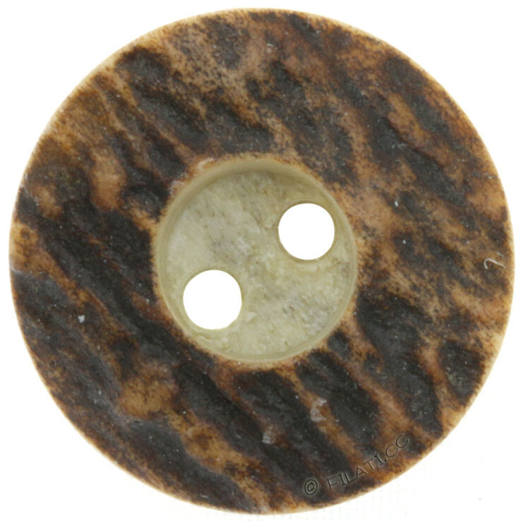 Union Knopf Botón cuerno de ciervo, 2 agujeros, 20mm | 22-marrón oscuro