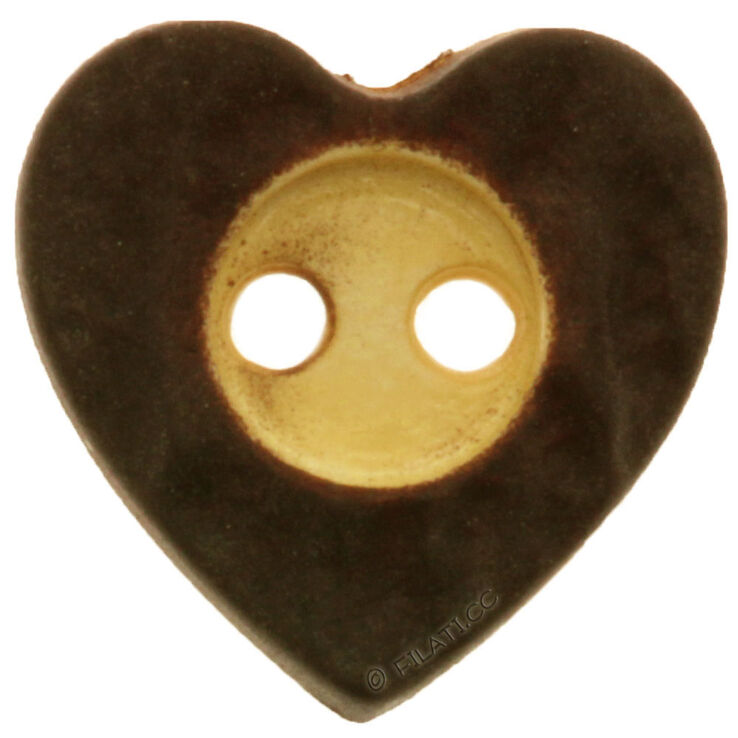 Union Knopf Corazón tradicional 2 agujeros 12mm | 20-marrón