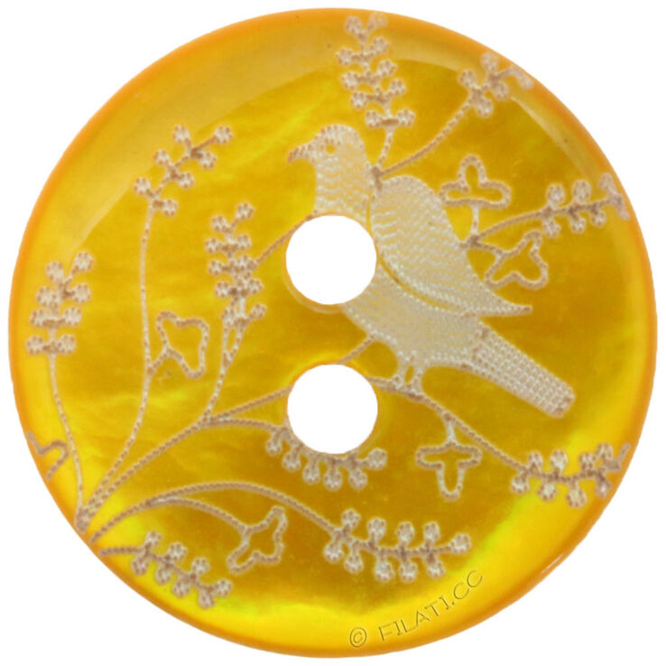 Union Knopf Botón de nácar de 2 agujeros nácar auténtico 15mm | 38-amarillo