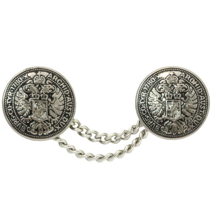 Union Knopf Botónes con ojal y cadena 20mm | 831-plata