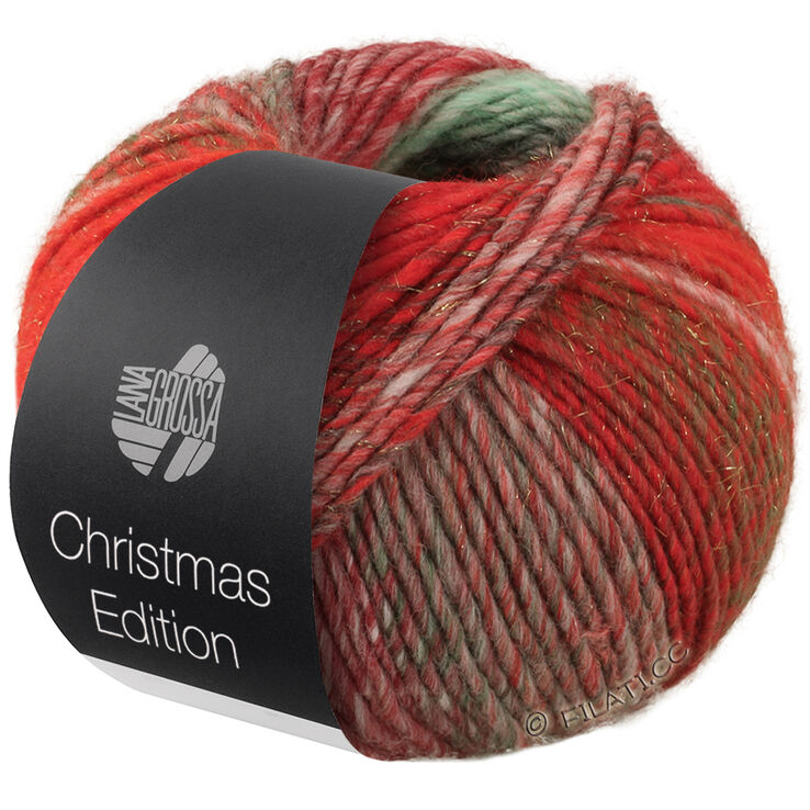 Lana Grossa CHRISTMAS EDITION BIG LUREX | 203-gris rojo/rojo/color crudo/rojo negro/Blanco rojo/naranja/verde oscuro/verde blanco/gris oscuro/rojo oscuro rayado