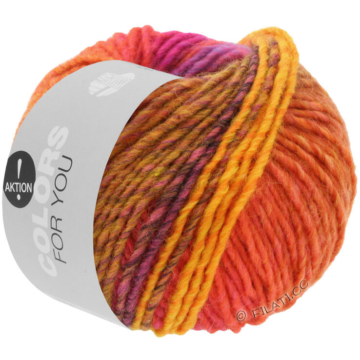 Lana Grossa COLORS FOR YOU | 139-fucsia/herrumbre/amarillo naranja/marrón oscuro/purpura/rojo/coral/naranja