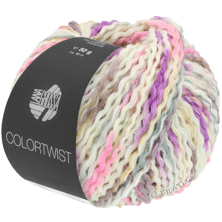 Lana Grossa COLORTWIST | 01-blanco/rosa/gris/malva