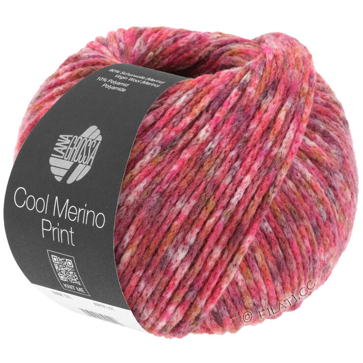 Lana Grossa COOL MERINO Print | 101-rojo oscuro/gris/rosa/rojo