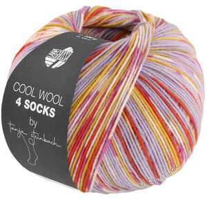Lana Grossa COOL WOOL 4 SOCKS PRINT III | 7208-azul violeta/curry/arcilla roja/color crudo/fucsia