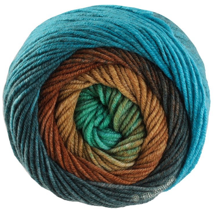 Lana Grossa COOL WOOL Big Color | 4033-jade/marrón arcilla/marrón oscuro/octanaje oscuro/octanaje claro