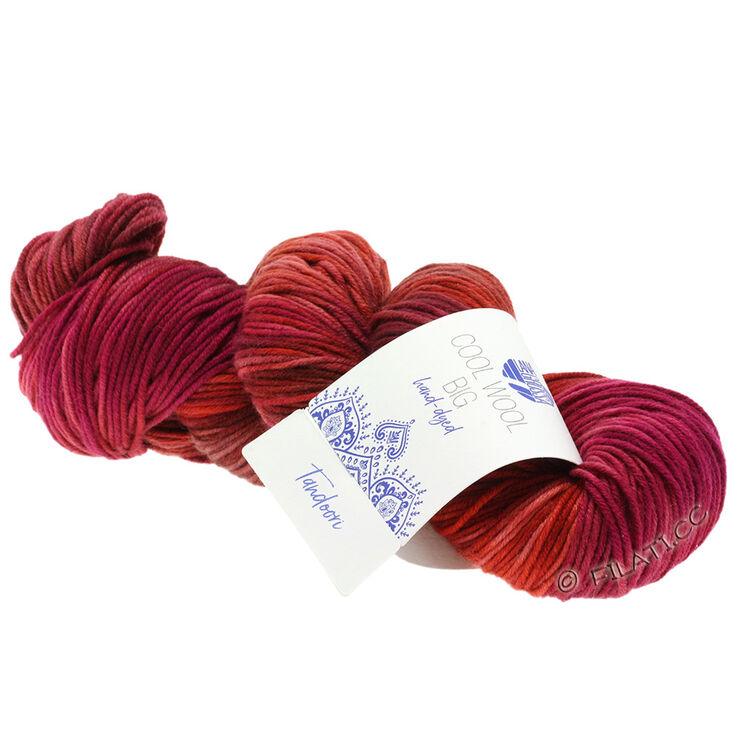 Lana Grossa COOL WOOL Big Hand-dyed | 201-rojo/terracota/rosa vívida/ciclamino/chocolate marrón/rosa vieja