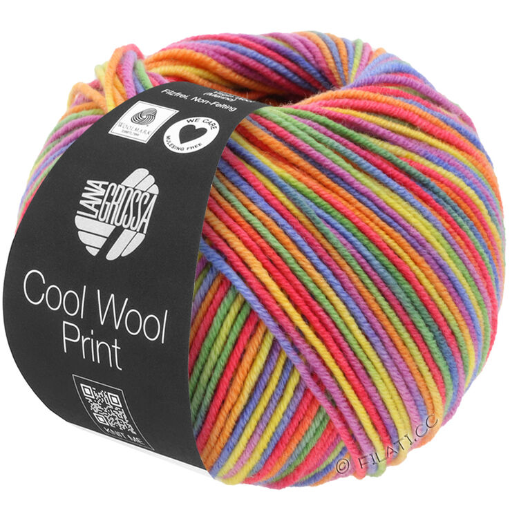 Lana Grossa COOL WOOL Print | 703-purpura/verde/frambuesa/naranja/amarillo/azul