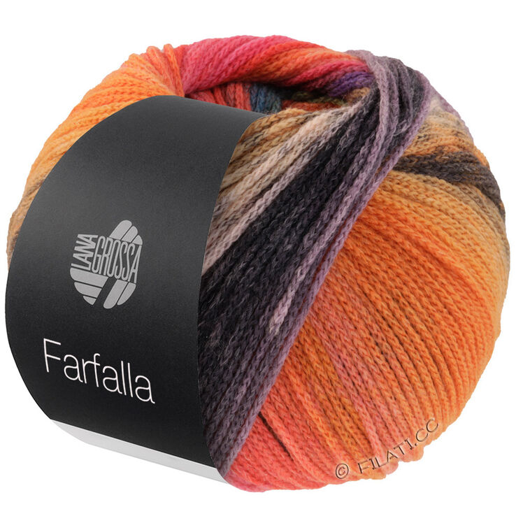 Lana Grossa FARFALLA | 02-beige rosado/gris marrón/naranja/naranja claro/moca/azul noche/frambuesa/zarzamora