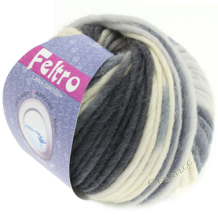 Lana Grossa FELTRO Print | 0331-naturaleza/gris claro/gris medio/gris oscuro