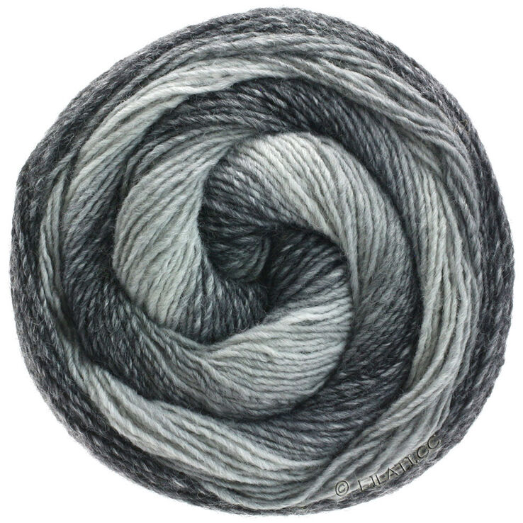 Lana Grossa GOMITOLO VERSIONE | 413-gris plata/gris claro/gris medio/gris oscuro