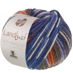 Lana Grossa LANDLUST Naturwolle Print | 102-azul/naranja manchado