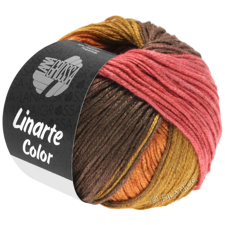 Lana Grossa LINARTE Color | 213-frambuesa/naranja pastel/amarillo mostaza/marrón
