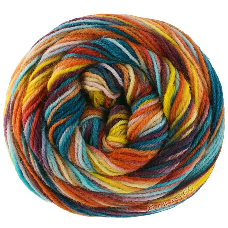 Lana Grossa MEILENWEIT 6-FACH 150g Cascata | 9742-zarzamora/malva/turquesa/azul hielo/amarillo/ocre/verde musgo
