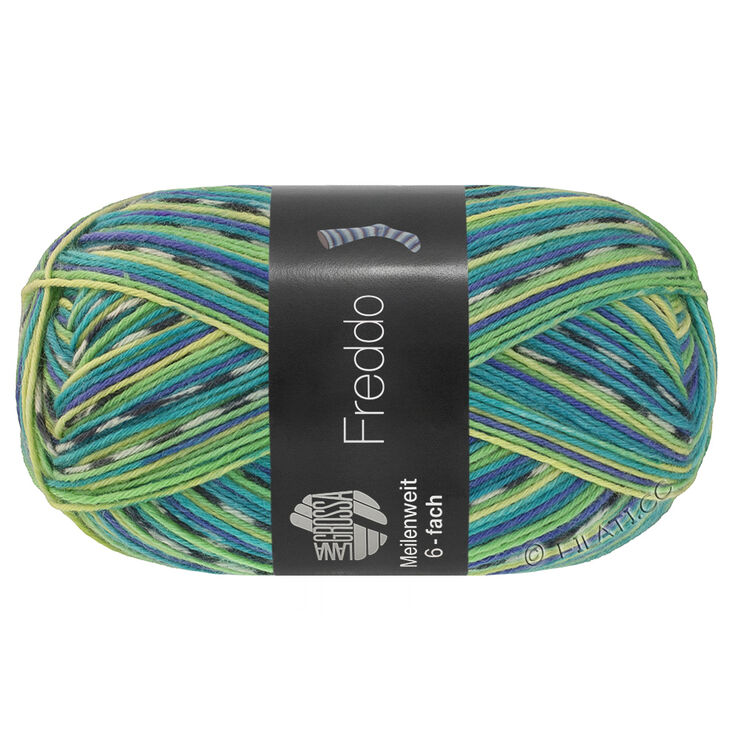 Lana Grossa MEILENWEIT 6-FACH 150g Freddo | 9736-verde pálido/gris oscuro/gris claro/octanaje/azul oscuroro/verde blanco