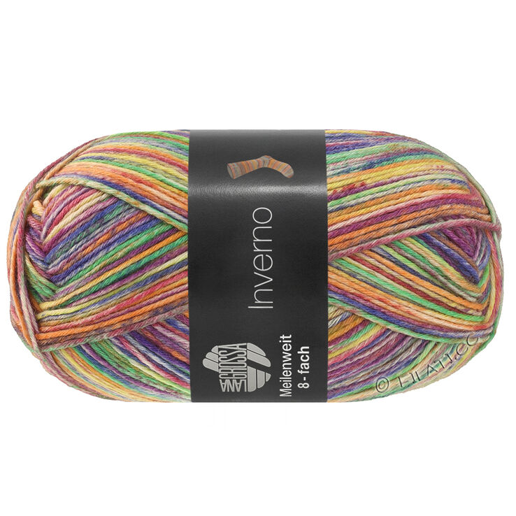 Lana Grossa MEILENWEIT 8-FACH 150g Inverno | 9988-verde claro/rosa/vainilla/purpura/azul ciruela/rojo violeta/turquesamenta