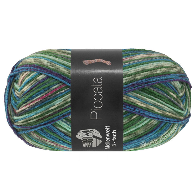 Lana Grossa MEILENWEIT 8-FACH 150g Piccata | 9996-verde delicado/jade/azul celeste/blanco/verde oscuro/real/azul/morado violeta/gris azul