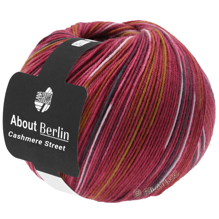 Lana Grossa MEILENWEIT 100g Cashmere Street (ABOUT BERLIN) | 831-rojo ladrillo/blanco/mostaza/rosa vívida/gris oscuro/octanaje