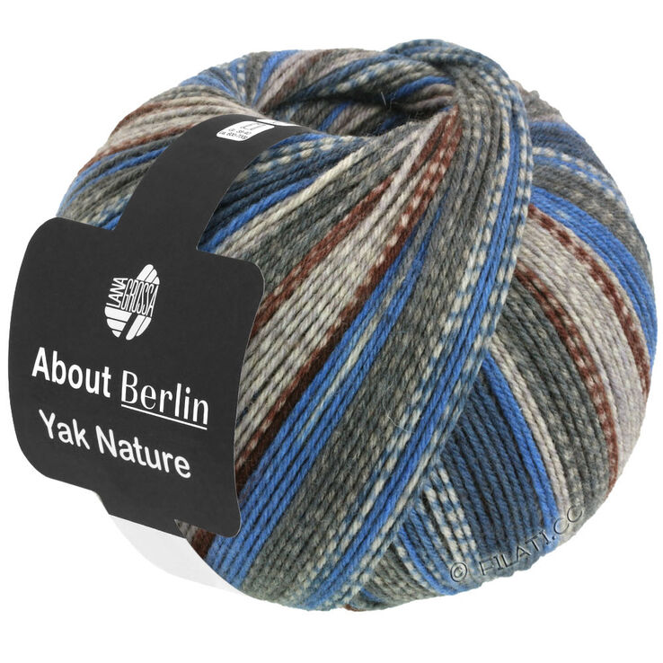 Lana Grossa MEILENWEIT 100g Yak Nature (ABOUT BERLIN) | 671-gris verde/beige/marrón oscuro/azul aciano/azul oscuroro/gris claro mezcla/gris oscuro mezcla