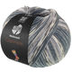 Lana Grossa MEILENWEIT 100g Cashmere Pista | 143-gris acero/gris oscuro/gris claro/gris ratón/azul pastel rayado