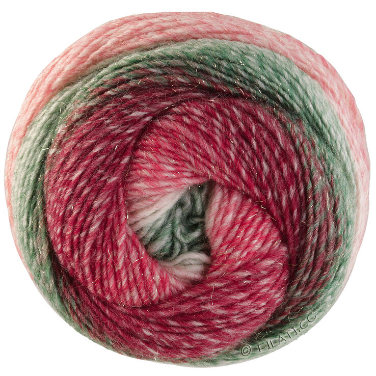 Lana Grossa GOMITOLO (Christmas Edition Lurex) | 118-gris verde/verde blanco/color crudo/rojo/rojo oscuro/zarzamora/Blanco rojo rayado
