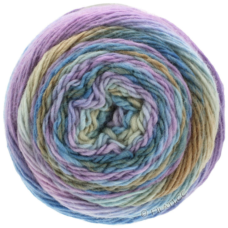 Lana Grossa MEILENWEIT 100g Color Mix Multi | 8002-gris marrón/grège/aciano/lila/azul pastel