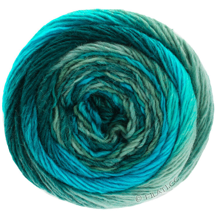 Lana Grossa MEILENWEIT 100g Color Mix Soft | 8052-octanaje oscuro/azul octanaje/verde octanaje/octanaje claro/menta