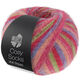 Lana Grossa MEILENWEIT 100g Cosy Socks Multi Stripes | 152-tulipán rojo/azul violeta/rosa salmón/rosa vívida/gris claro