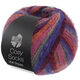 Lana Grossa MEILENWEIT 100g Cosy Socks Multi Stripes | 156-azul violeta/vino tinto/calabaza/rosa vívida/gris verde