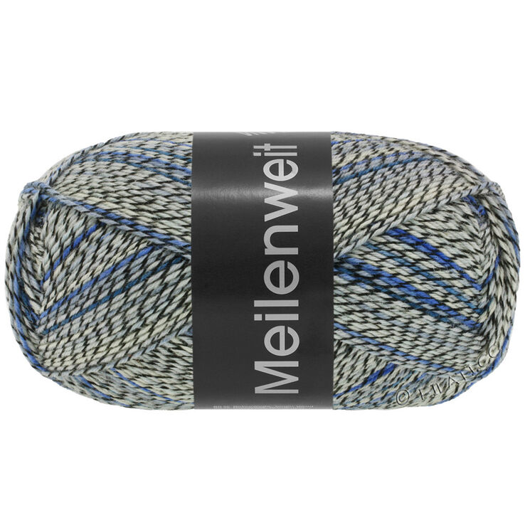 Lana Grossa MEILENWEIT 100g Blue Denim Mix | 4608-negro/blanco/gris claro/gris medio/octanaje/aciano