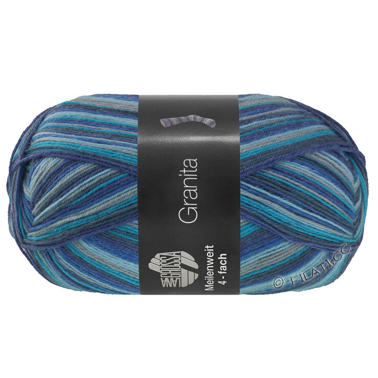 Lana Grossa MEILENWEIT 100g Granita | 1803-tinta azul/azul pastel/gris claro/azul azur/gris oscuro/azul acero