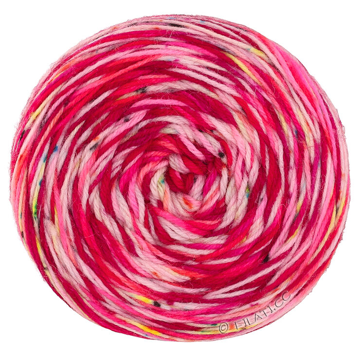 Lana Grossa MEILENWEIT 100g Merino Hand-dyed | 01-rojo frambuesa/rosa vívida/color crudo/amarillo delicado