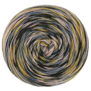 Lana Grossa MEILENWEIT 100g Merino Hand-dyed | 64-amarillo mostaza/gris grafito/azul paloma/rosa polvo/gris claro