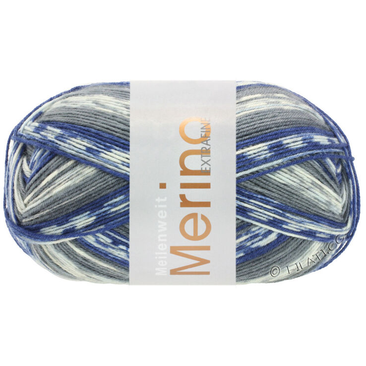 Lana Grossa MEILENWEIT 100g Merino Extrafine Denim Mix | 2601-gris claro/gris oscuro/azul oscuroro