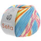 Lana Grossa MEILENWEIT 100g Seta Adriana | 3246-azul claro/blanco/naranja/limón/rosa vívida