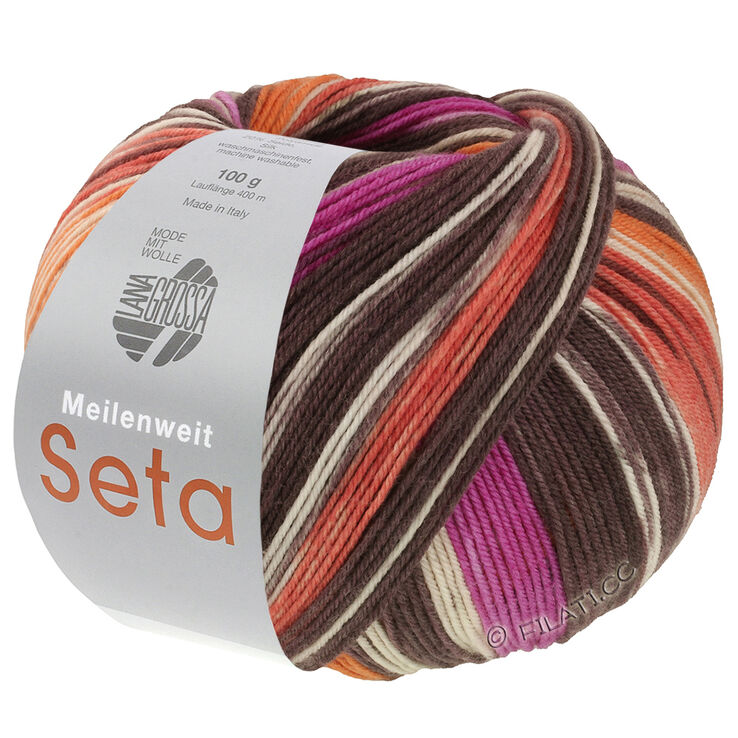 Lana Grossa MEILENWEIT 100g Seta Hokkaido | 3581-herrumbre/marrón oscuro/naturaleza/naranja/antracita/fucsia/gris oscuro