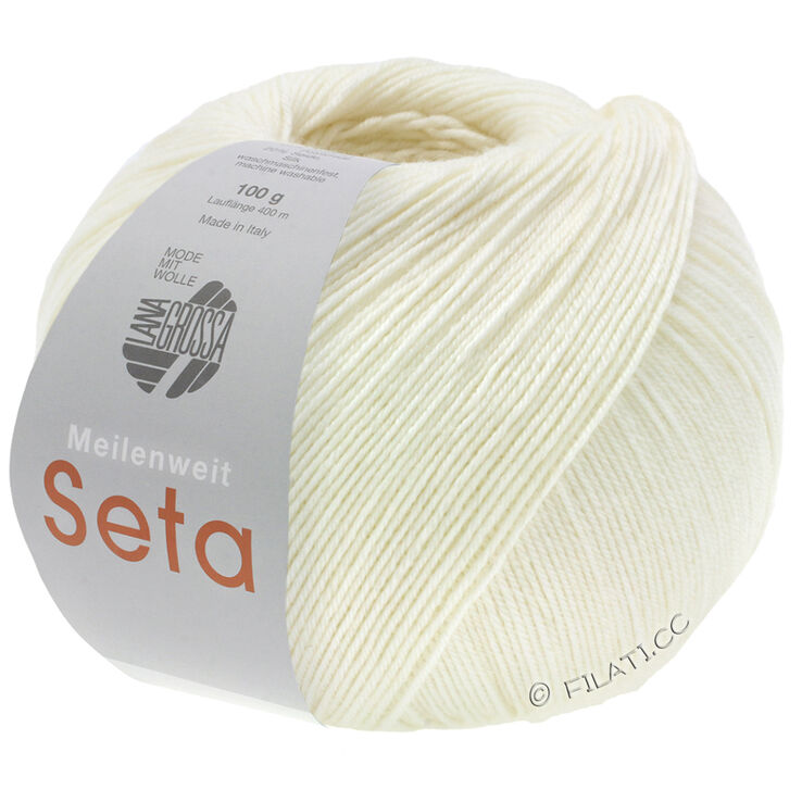 Lana Grossa MEILENWEIT 100g Seta | 01-blanco