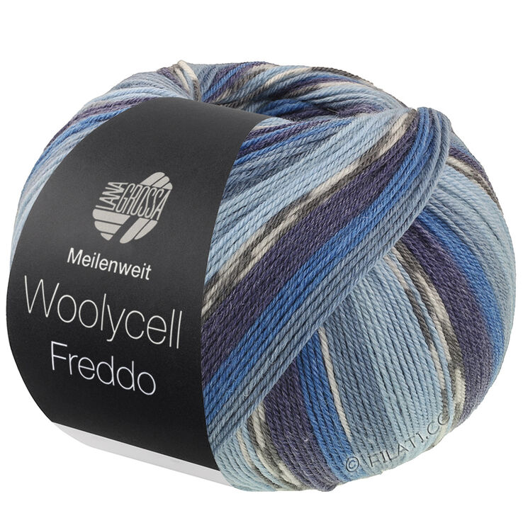 Lana Grossa MEILENWEIT 100g Woolycell Freddo | 6041-azul claro/azul pastel/gris azul/azul/marino/gris oscuro/gris plata