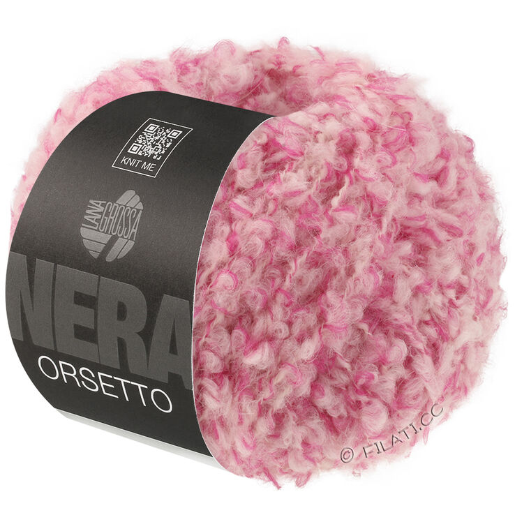 Lana Grossa ORSETTO Moulinè (Nera) | 101-rosa vívida/color crudo