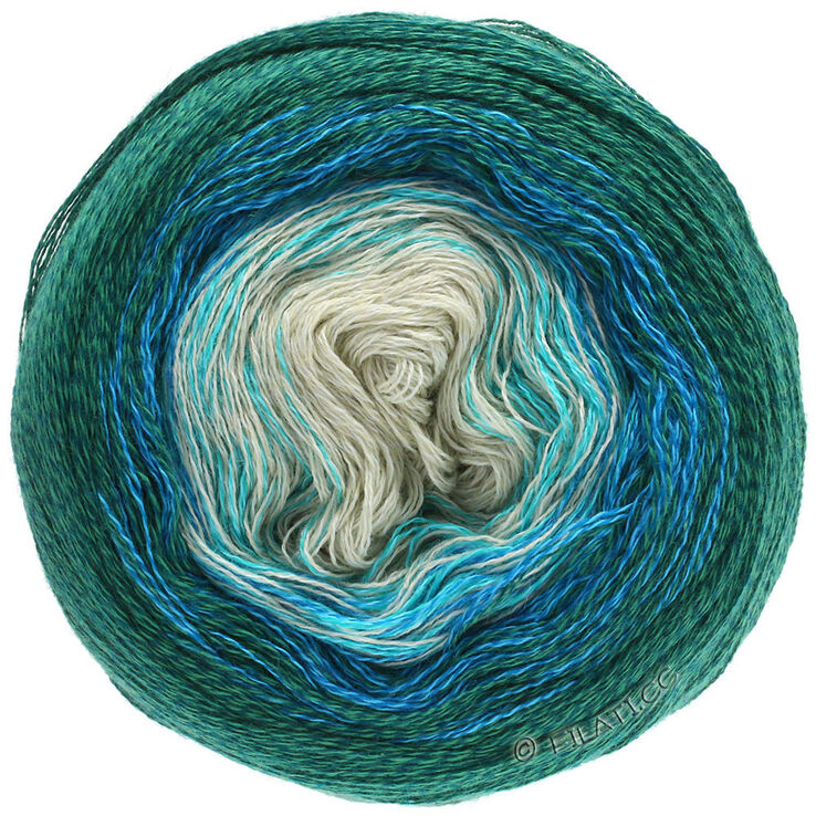Lana Grossa SHADES OF MERINO COTTON | 401-color crudo/turquesa/genciana/octanaje oscuro