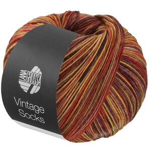 Lana Grossa VINTAGE SOCKS Multi | 1053-vainilla/amarillo mostaza/amarillo ocre/rojo/gris rojo/zarzamora