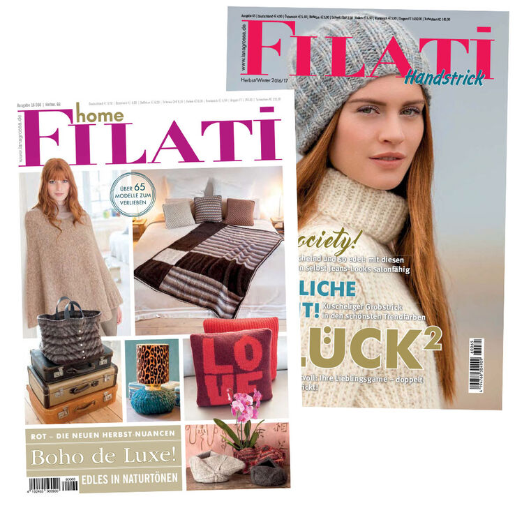 FILATI Handstrick No. 65 & FILATI Home No. 66 - Revista alemana + instrucciones en inglés de Lana Grossa