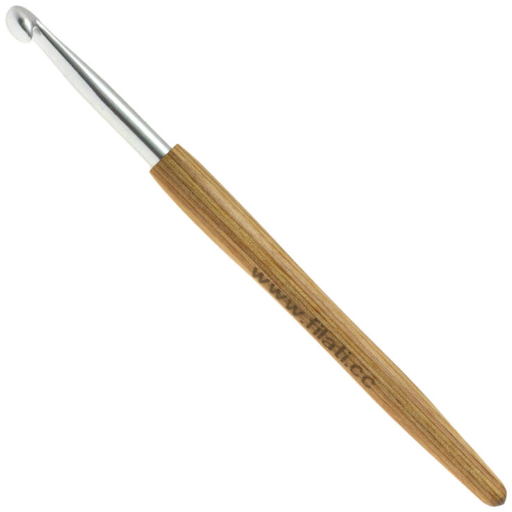 Lana Grossa Aguja de ganchillo aluminio con mango de diseño de madera Signal No. 6,0