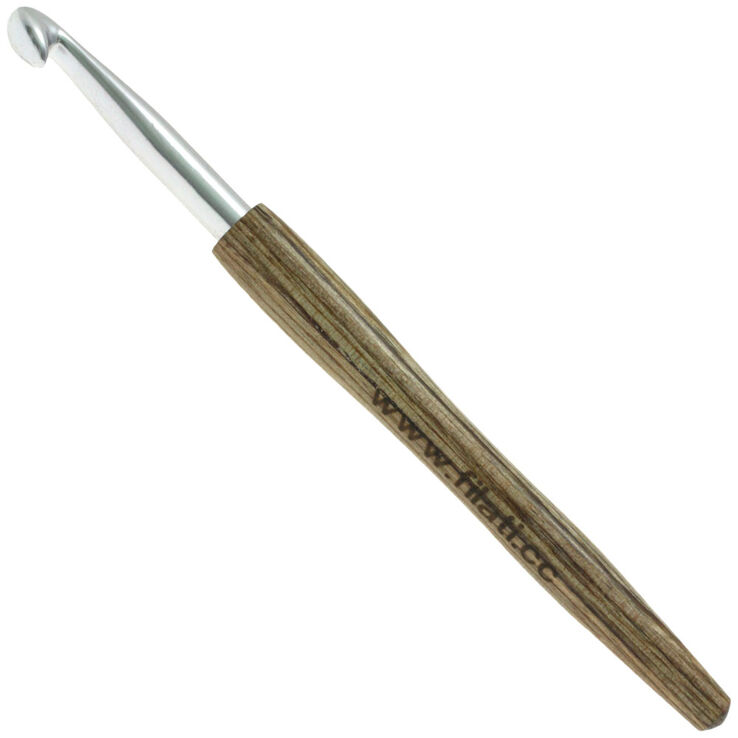 Lana Grossa Aguja de ganchillo aluminio con mango de diseño de madera Signal No. 7,0